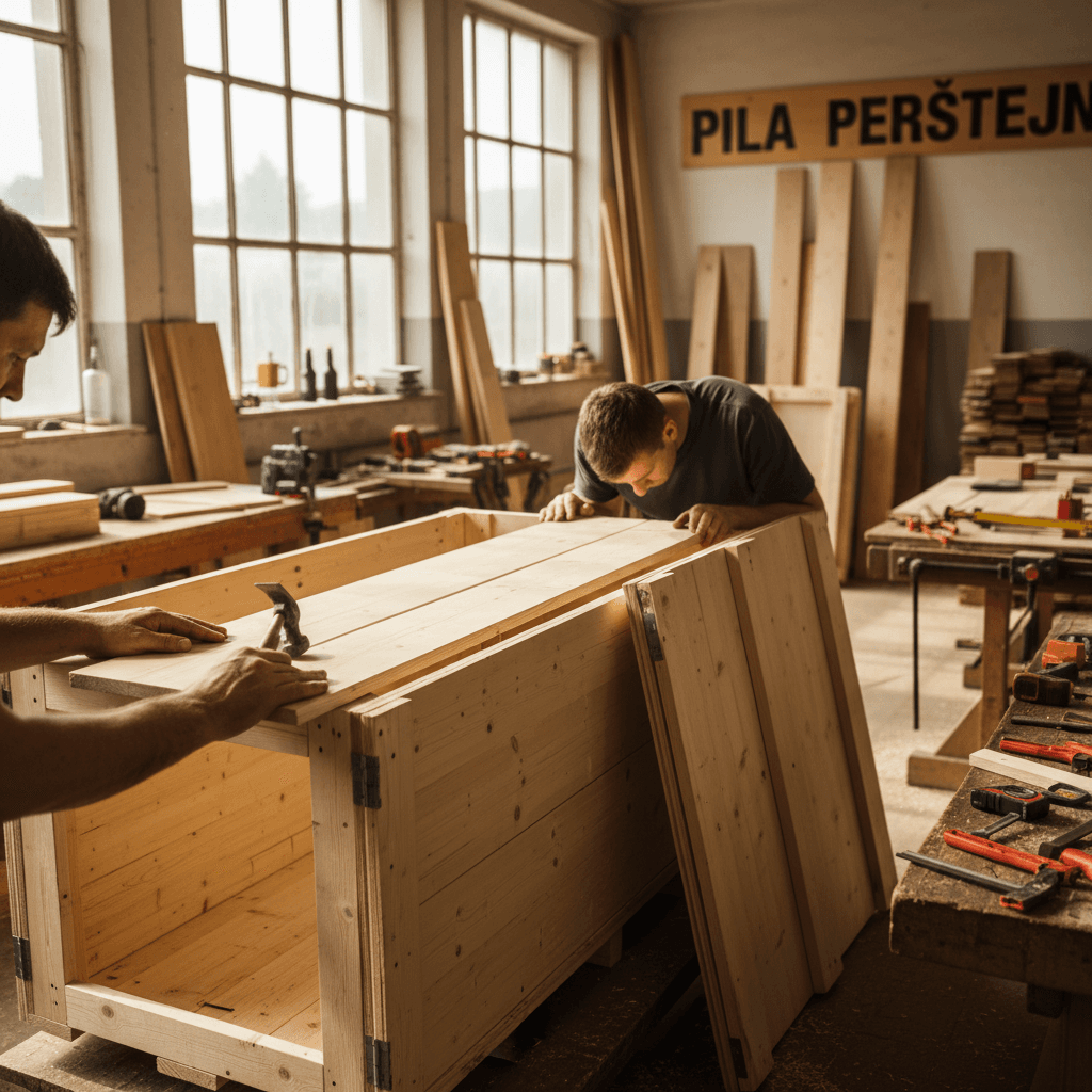 Custom transport crate being constructed for client protection